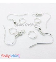 Earring Hooks with Jumping Ring - Silver - 5 Pairs